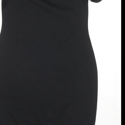 ASOS Womens Black Polyester Bodycon Size 12 Off the Shoulder Pullover - Strapless