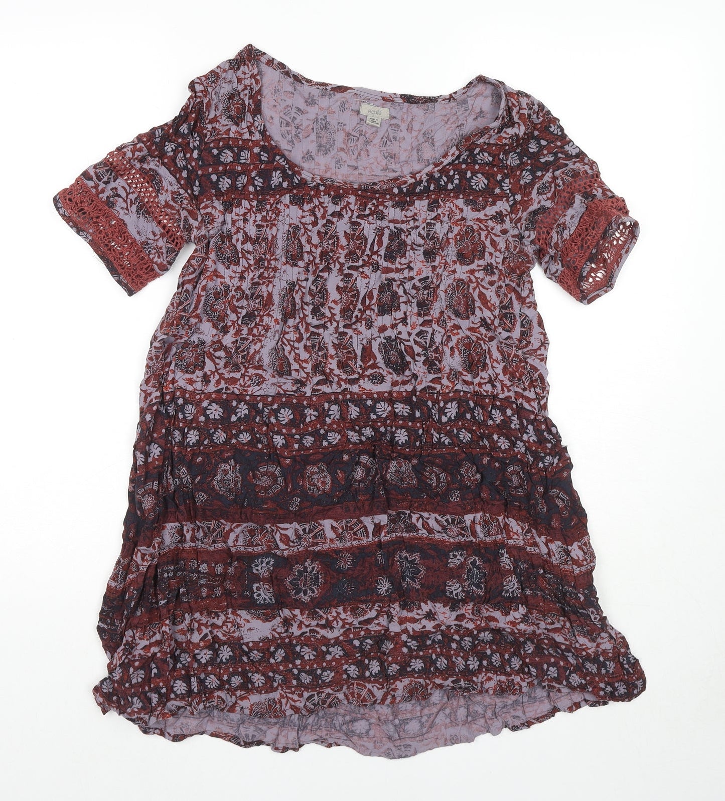 Womens UK Size S Ecote Red Tunic T-Shirt