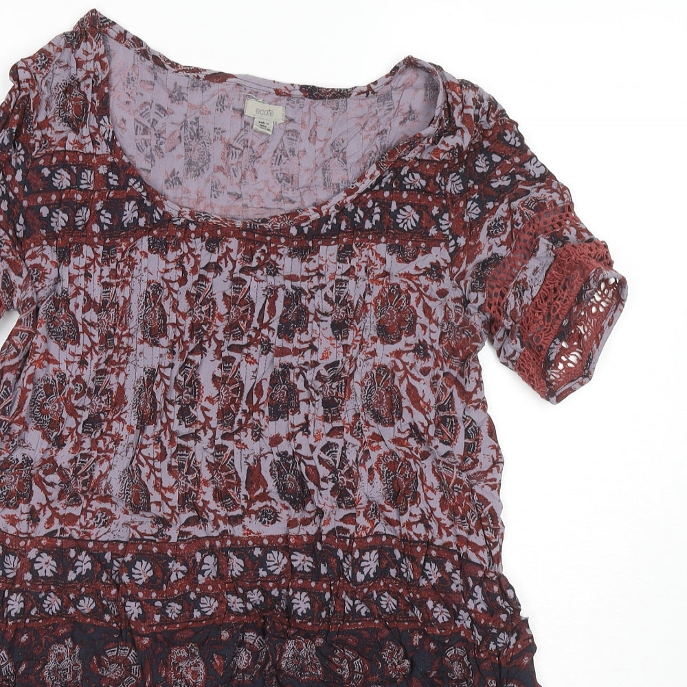 Womens UK Size S Ecote Red Tunic T-Shirt