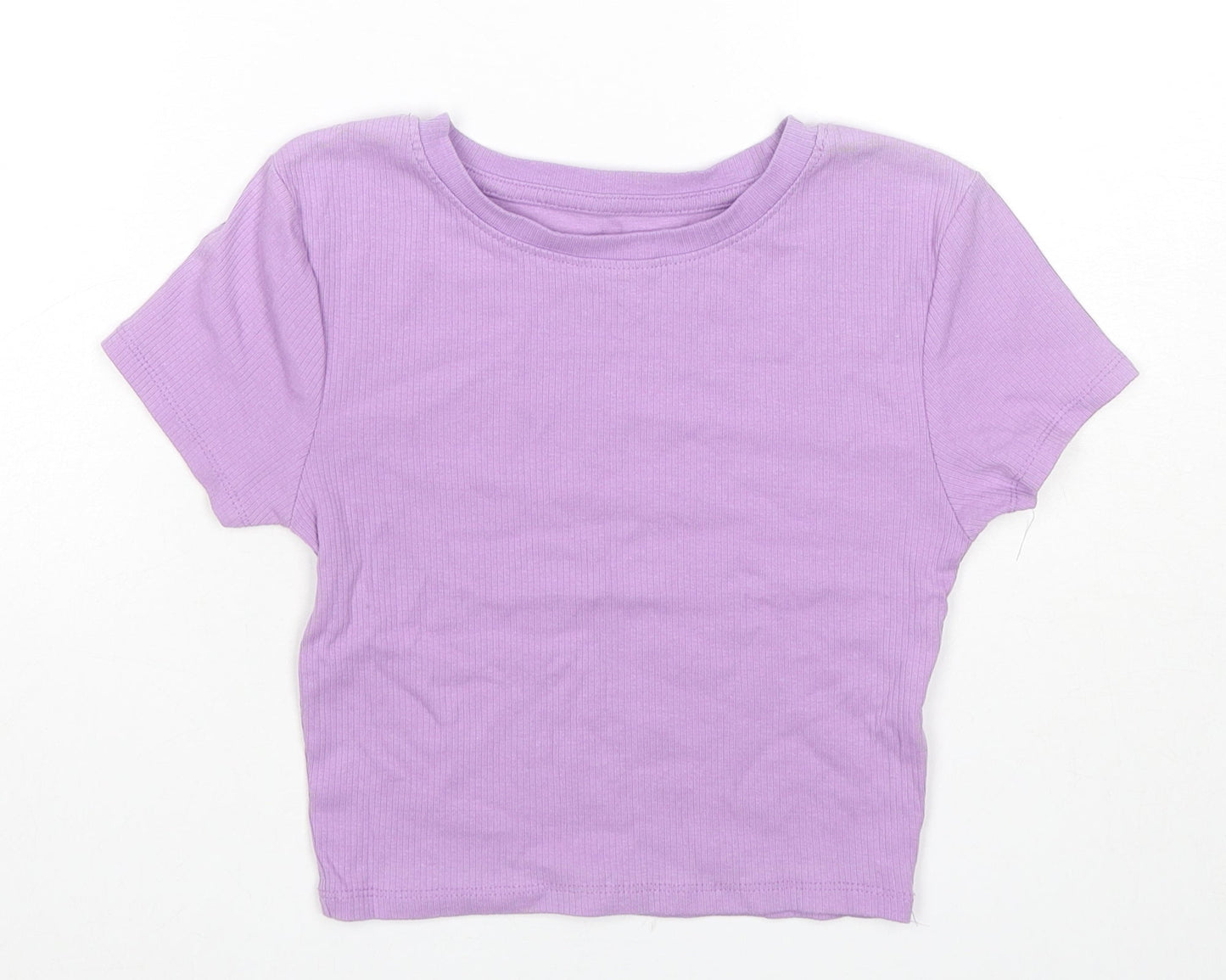 FSBN Sisters Womens Purple Cotton Cropped T-Shirt Size S Round Neck