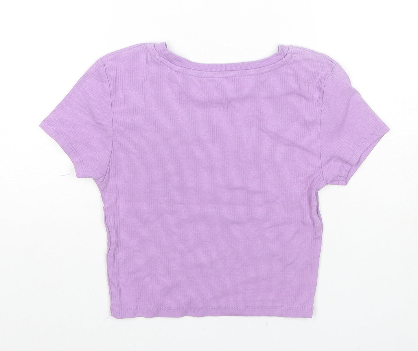 FSBN Sisters Womens Purple Cotton Cropped T-Shirt Size S Round Neck