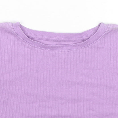 FSBN Sisters Womens Purple Cotton Cropped T-Shirt Size S Round Neck