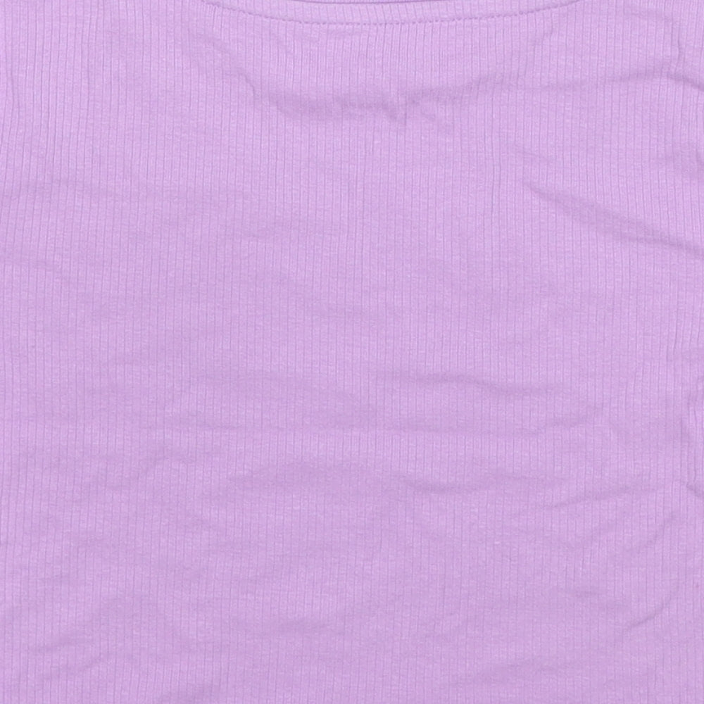 FSBN Sisters Womens Purple Cotton Cropped T-Shirt Size S Round Neck