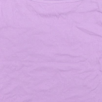 FSBN Sisters Womens Purple Cotton Cropped T-Shirt Size S Round Neck