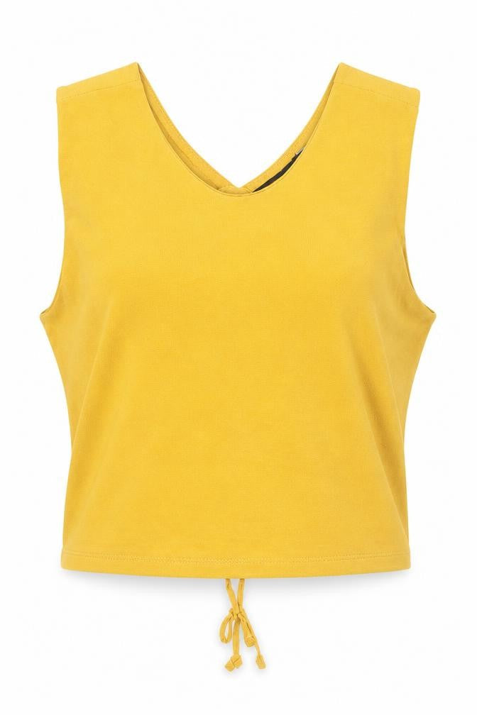 Stradivarius Womens Yellow Polyester Cropped Tank Size M V-Neck