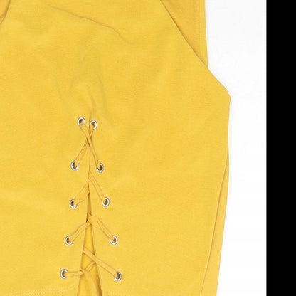 Stradivarius Womens Yellow Polyester Cropped Tank Size M V-Neck