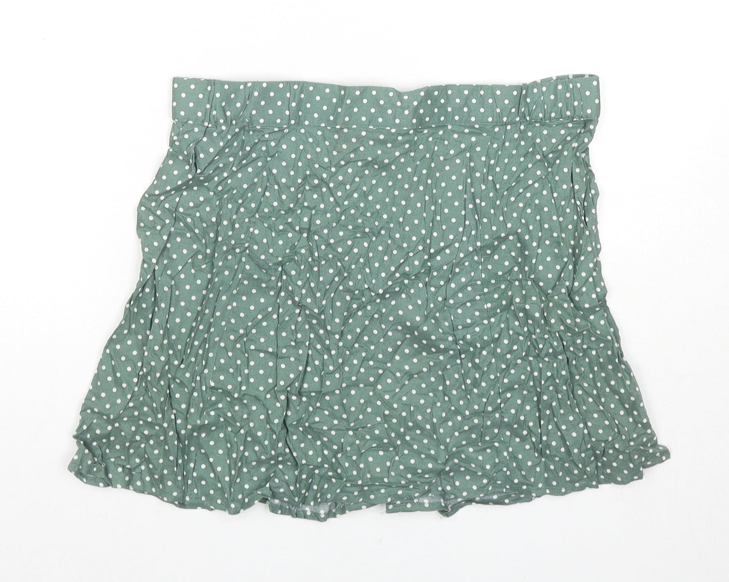 ASOS Womens Green Polka Dot Viscose A-Line Skirt Size 12 Button