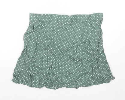 ASOS Womens Green Polka Dot Viscose A-Line Skirt Size 12 Button