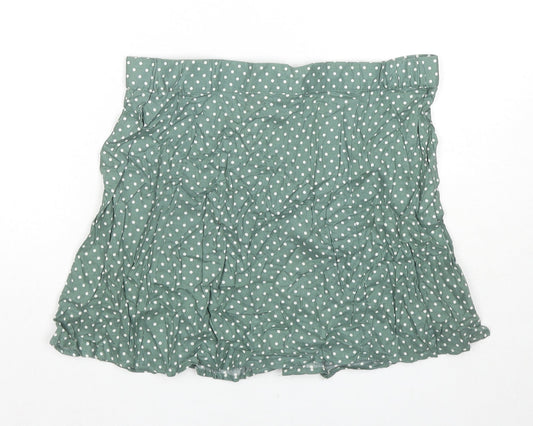 ASOS Womens Green Polka Dot Viscose A-Line Skirt Size 12 Button