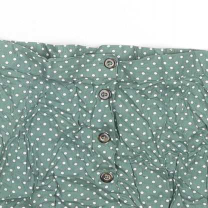 ASOS Womens Green Polka Dot Viscose A-Line Skirt Size 12 Button