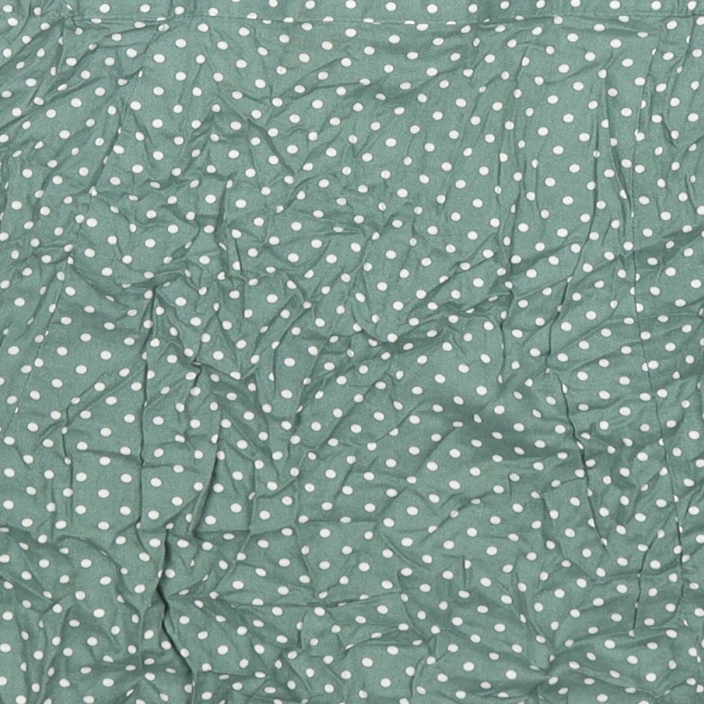 ASOS Womens Green Polka Dot Viscose A-Line Skirt Size 12 Button