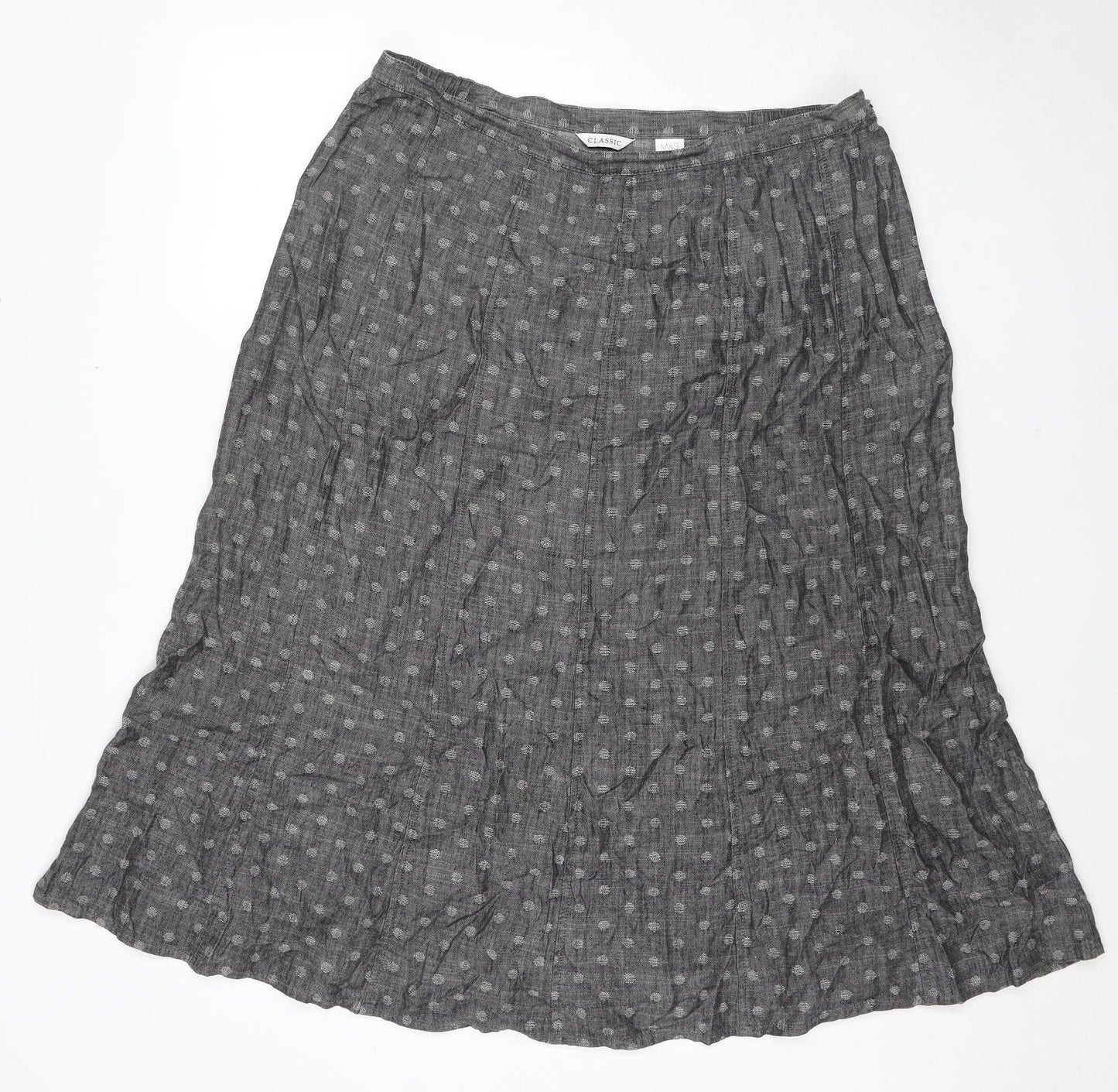 Marks and Spencer Womens Grey Polka Dot Lyocell Maxi Skirt Size 18 Zip