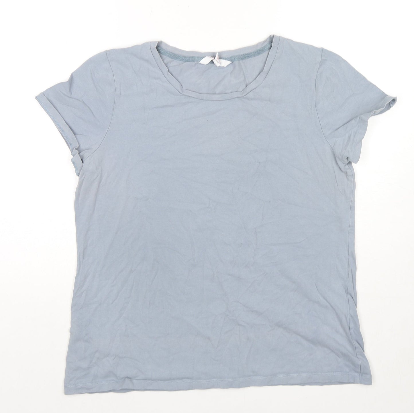 LTS Basic Womens Blue Cotton Basic T-Shirt Size L Round Neck