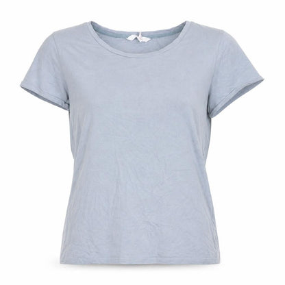 Front view of LTS Basic women’s blue cotton basic t-shirt, size L, round neck