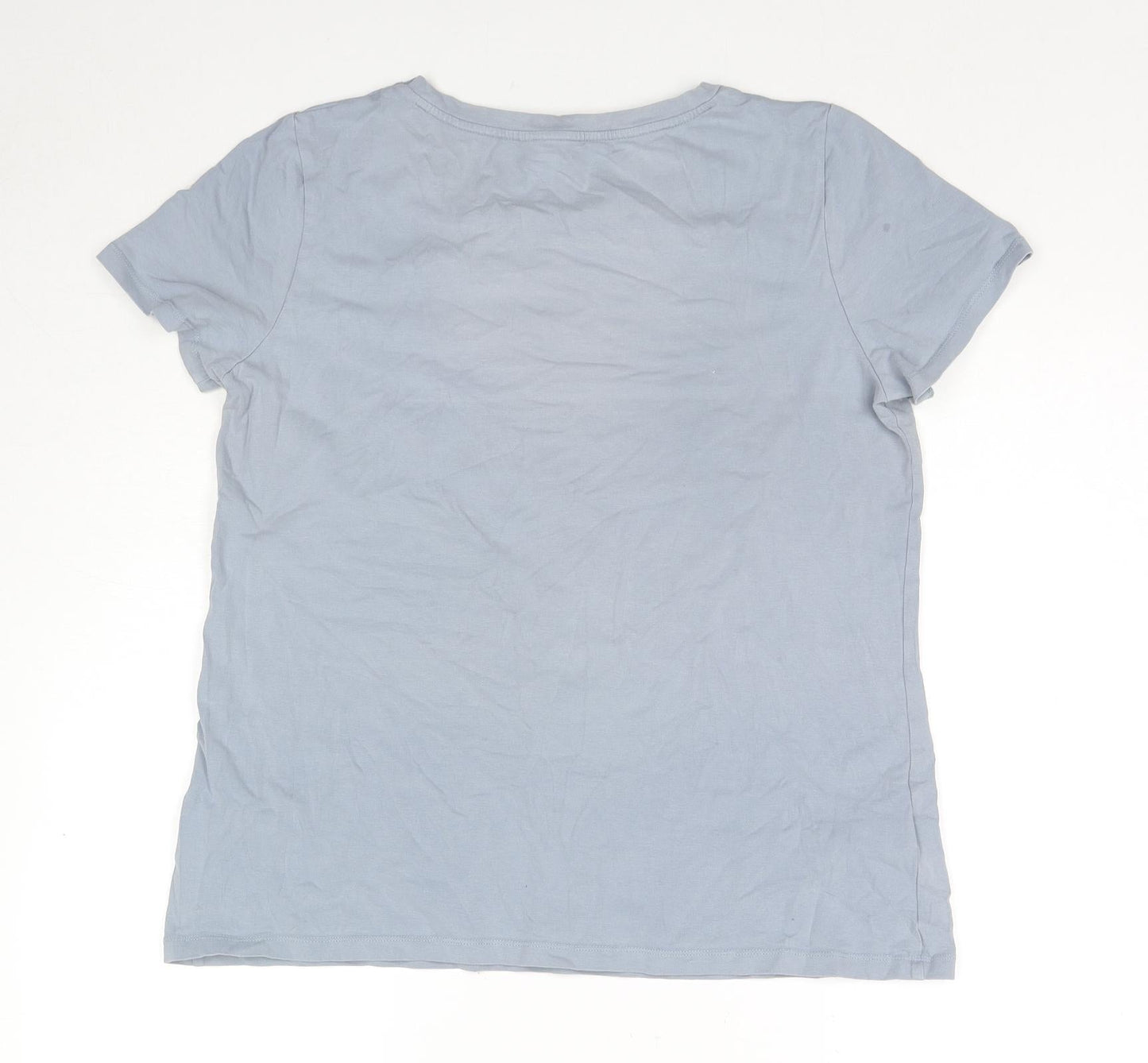 LTS Basic Womens Blue Cotton Basic T-Shirt Size L Round Neck