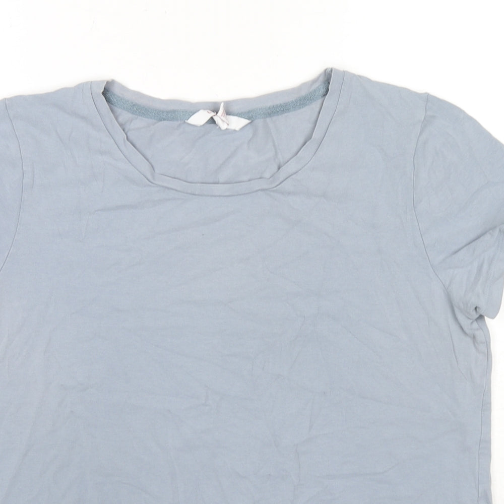 LTS Basic Womens Blue Cotton Basic T-Shirt Size L Round Neck