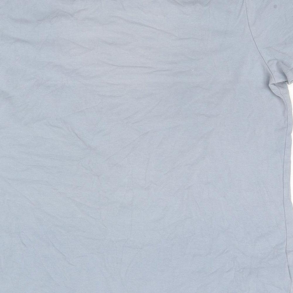 LTS Basic Womens Blue Cotton Basic T-Shirt Size L Round Neck