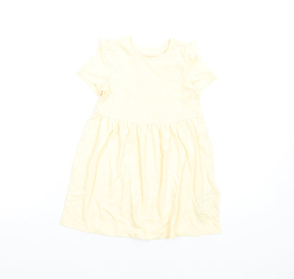 Marks and Spencer Girls Yellow Polyester Fit & Flare Size 2-3 Years Round Neck Pullover