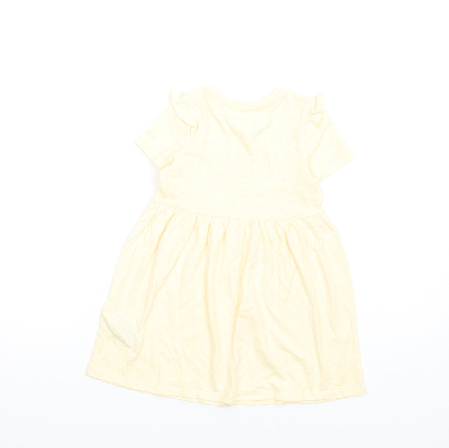 Marks and Spencer Girls Yellow Polyester Fit & Flare Size 2-3 Years Round Neck Pullover