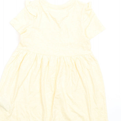 Marks and Spencer Girls Yellow Polyester Fit & Flare Size 2-3 Years Round Neck Pullover