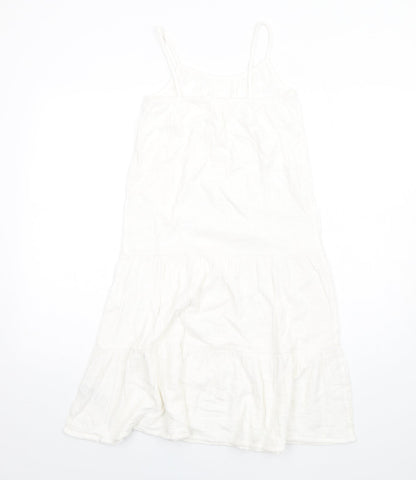Marks and Spencer Girls White Cotton Trapeze & Swing Size 9-10 Years Round Neck Pullover