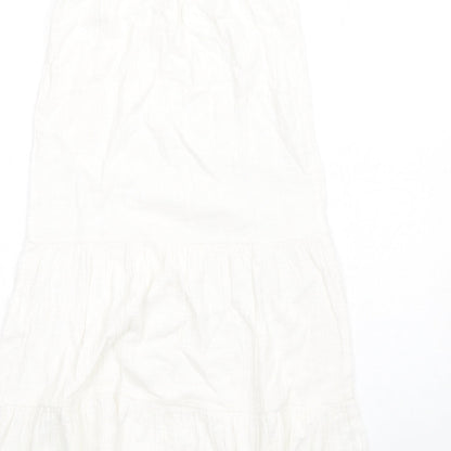 Marks and Spencer Girls White Cotton Trapeze & Swing Size 9-10 Years Round Neck Pullover
