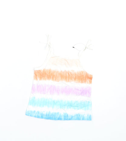 Additional front view of Marks & Spencer girls’ multicoloured geometric cotton basic tank, years square neck pullover