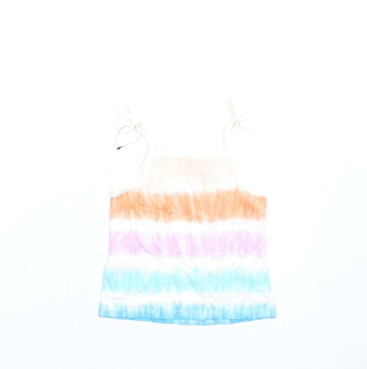 Back view of Marks & Spencer girls’ multicoloured geometric cotton basic tank, size 2-3, years square neck pullover