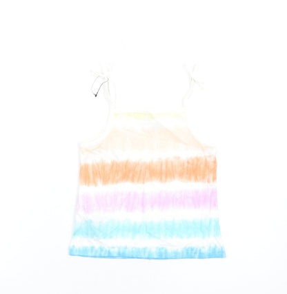 Marks and Spencer Girls Multicoloured Geometric Cotton Basic Tank Size 4-5 Years Square Neck Pullover