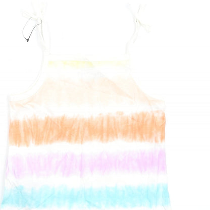 Marks and Spencer Girls Multicoloured Geometric Cotton Basic Tank Size 4-5 Years Square Neck Pullover
