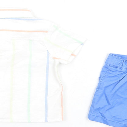 Marks and Spencer Boys Multicoloured Striped Cotton Shorts Set Outfit/Set Size 0-3 Months Button