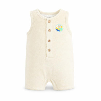 Marks and Spencer Baby Beige Cotton Romper One-Piece Size 0-3 Months Button