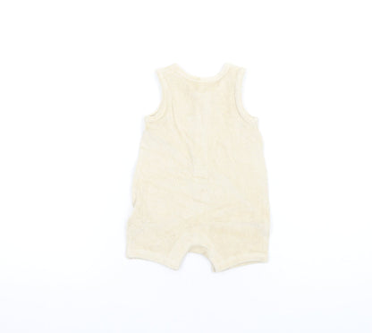 Marks and Spencer Baby Beige Cotton Romper One-Piece Size 0-3 Months Button