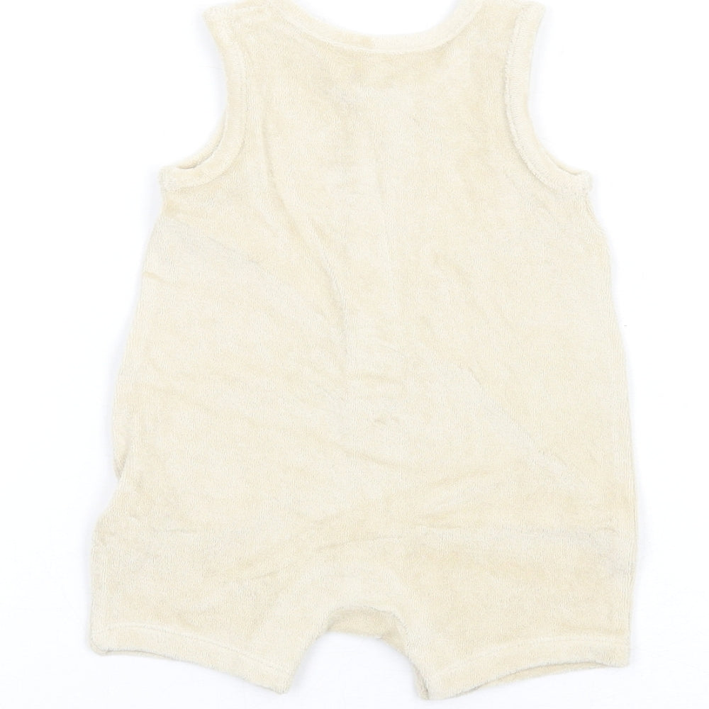 Marks and Spencer Baby Beige Cotton Romper One-Piece Size 0-3 Months Button
