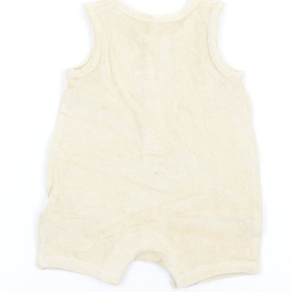 Marks and Spencer Baby Beige Cotton Romper One-Piece Size 0-3 Months Button