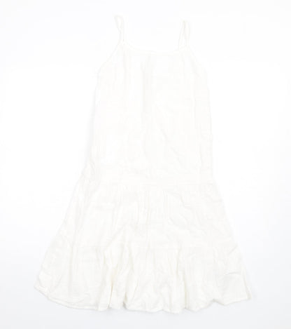 Marks and Spencer Girls White Cotton Trapeze & Swing Size 8-9 Years Round Neck Pullover