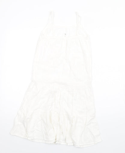 Marks and Spencer Girls White Cotton Trapeze & Swing Size 8-9 Years Round Neck Pullover