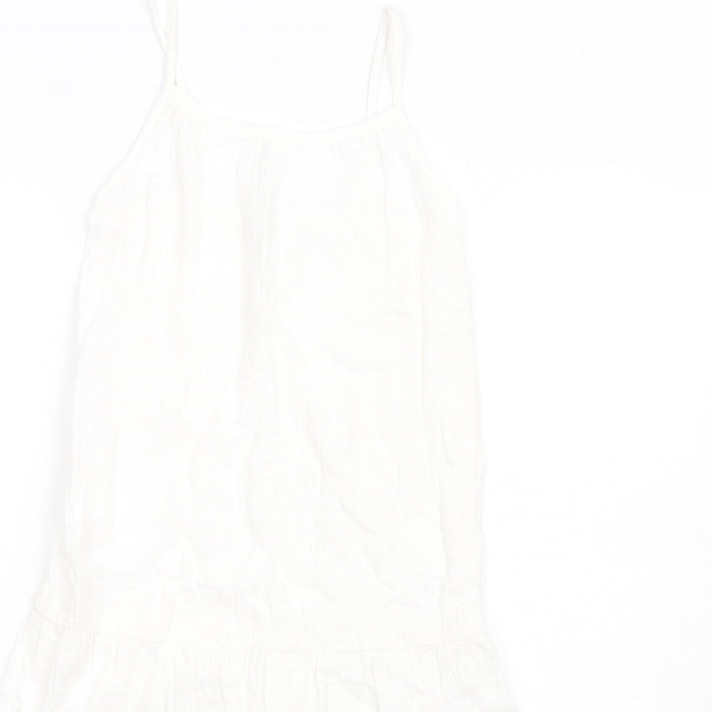 Marks and Spencer Girls White Cotton Trapeze & Swing Size 8-9 Years Round Neck Pullover