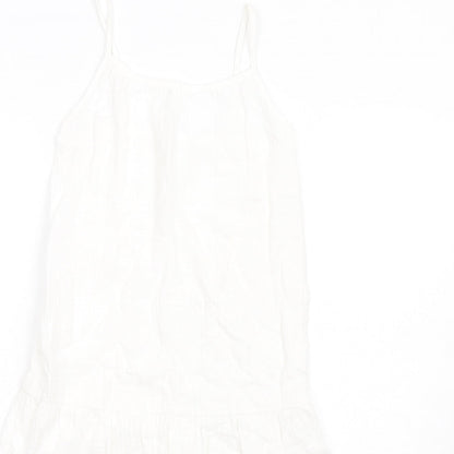 Marks and Spencer Girls White Cotton Trapeze & Swing Size 8-9 Years Round Neck Pullover