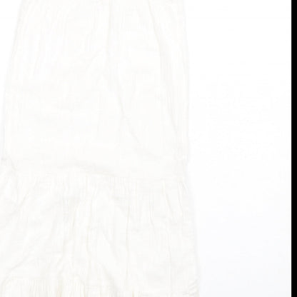 Marks and Spencer Girls White Cotton Trapeze & Swing Size 8-9 Years Round Neck Pullover