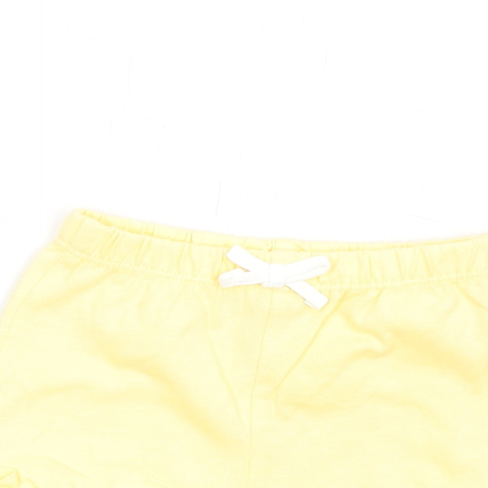 Marks and Spencer Girls Yellow Cotton Shorts Outfit/Set Size 0-3 Months Pullover