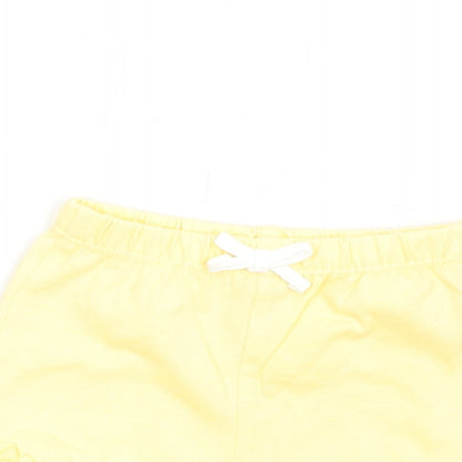 Marks and Spencer Girls Yellow Cotton Shorts Outfit/Set Size 0-3 Months Pullover