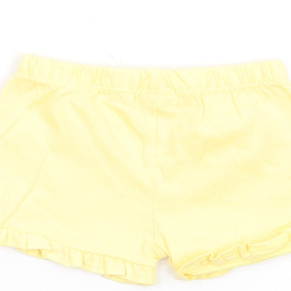 Marks and Spencer Girls Yellow Cotton Shorts Outfit/Set Size 0-3 Months Pullover
