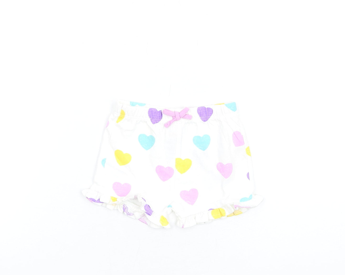 Marks and Spencer Girls Multicoloured Geometric Cotton Shorts Outfit/Set Size 3-6 Months Pullover - Heart
