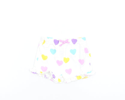 Marks and Spencer Girls Multicoloured Geometric Cotton Shorts Outfit/Set Size 3-6 Months Pullover - Heart