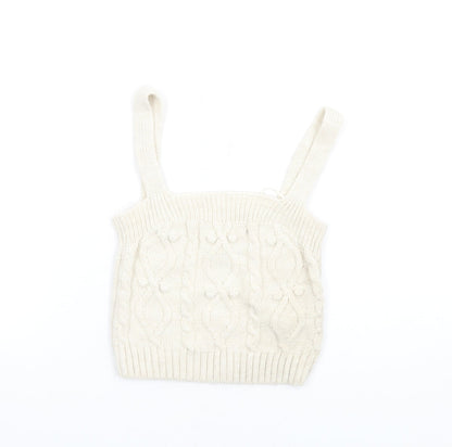 Womens UK Size XS River Island Ivory Basic Tank