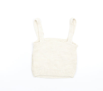 Womens UK Size XS River Island Ivory Basic Tank
