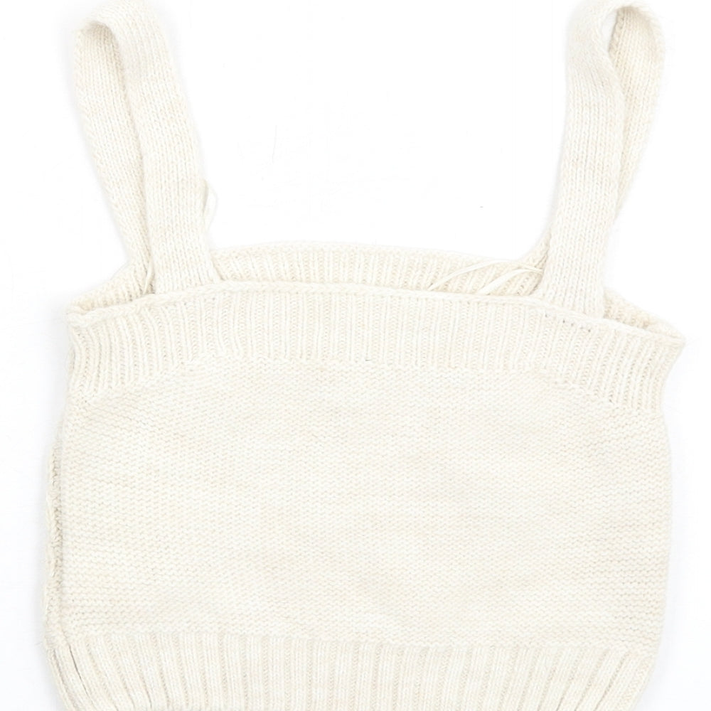 Womens UK Size XS River Island Ivory Basic Tank