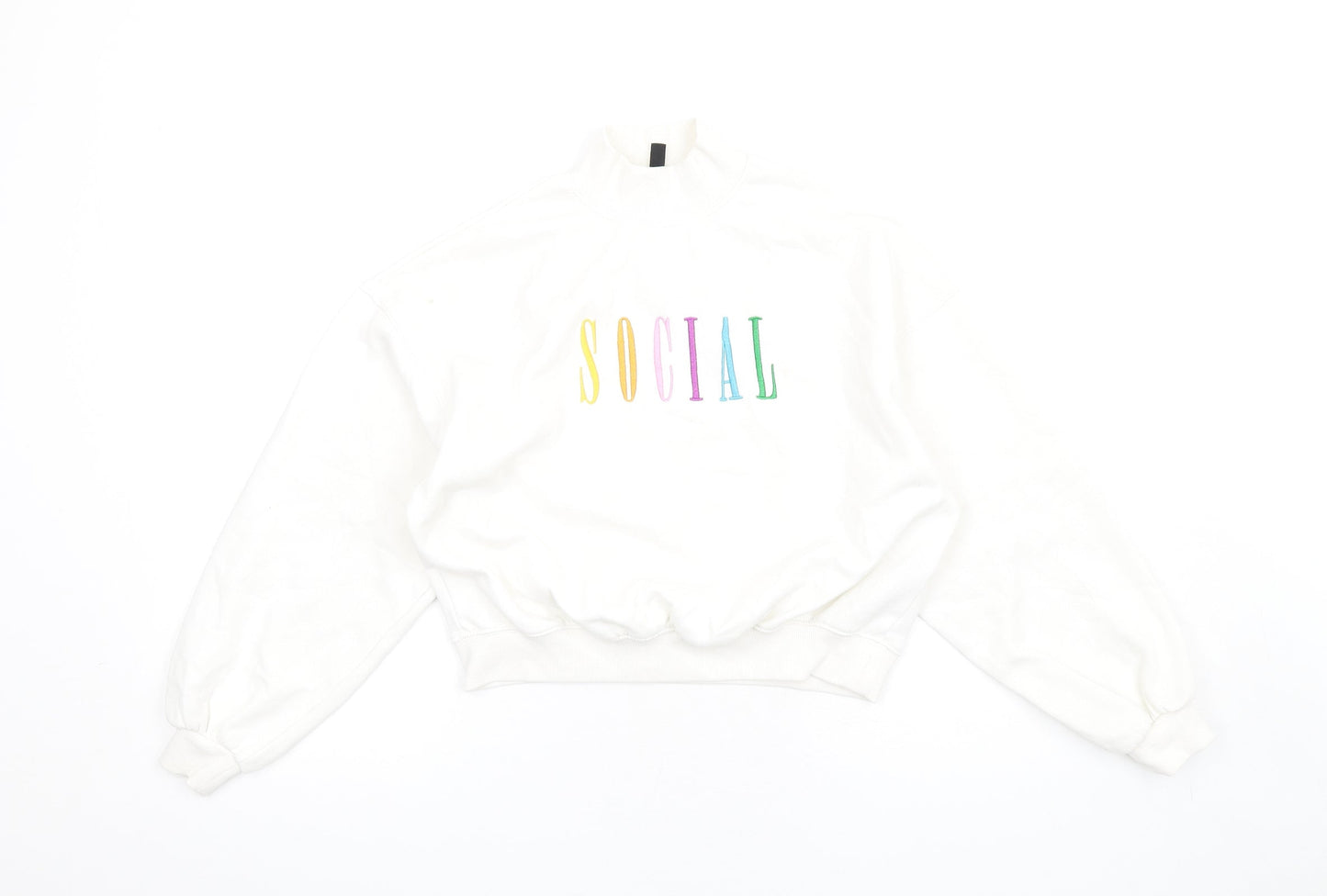 H&M Womens White Cotton Pullover Sweatshirt Size XS Pullover