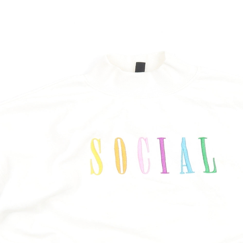 H&M Womens White Cotton Pullover Sweatshirt Size XS Pullover